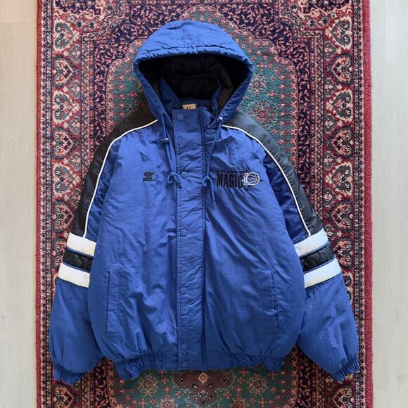 Vintage Orlando Magic NBA Starter Puffer Jacket with hood size medium 90s - Picture 2 of 8